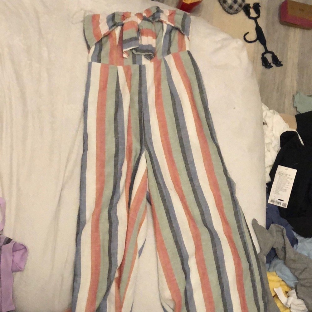 american eagle striped jumpsuit
